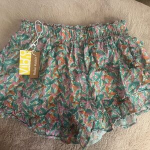 Roller Rabbit Colorful Leaf Print High Waist Shorts